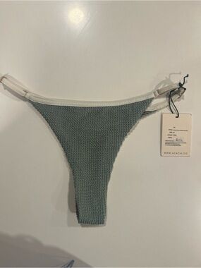 acacia Sage Green and White Textured Bikini Bottom style: Neema Color: Fern NWT
